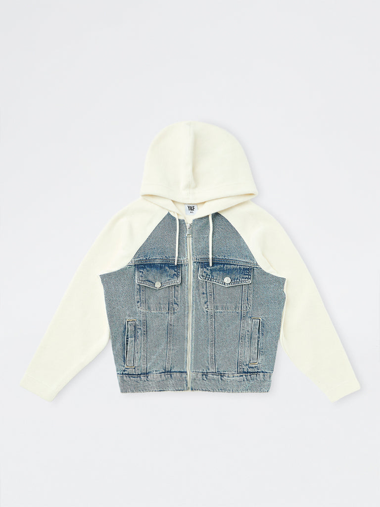 Girls Off-White Colour-Blocked Denim Jacket