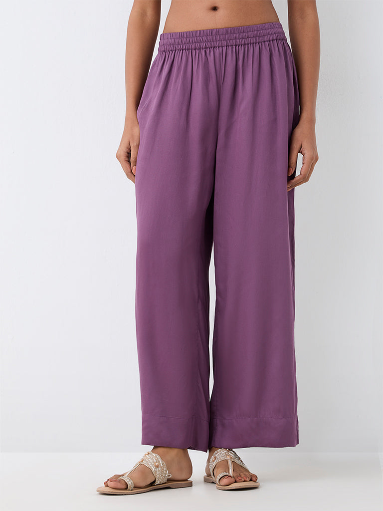 Zuba Purple Solid Pants