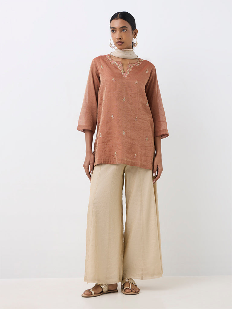 Zuba Rust Floral Embroidered Tunic