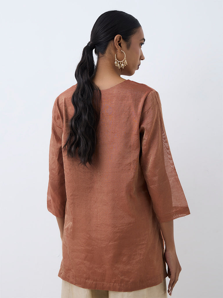 Zuba Rust Floral Embroidered Tunic