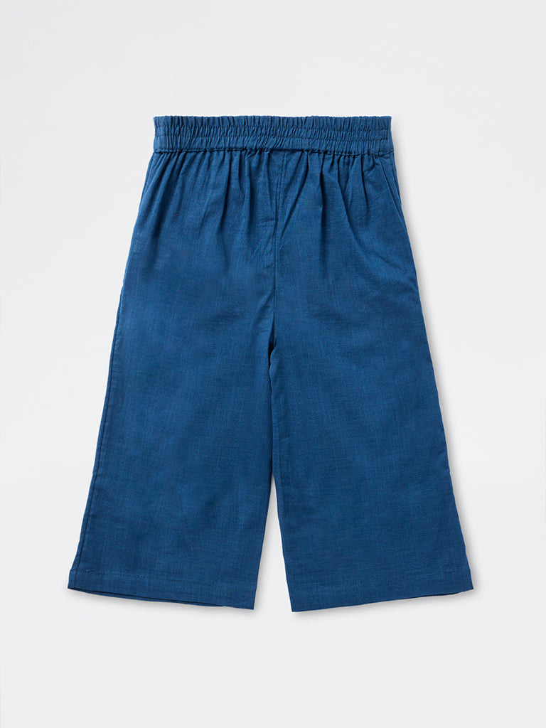 Utsa Kids Girls Dark Blue Solid Cotton Ethnic Pants - (2-8 yrs)