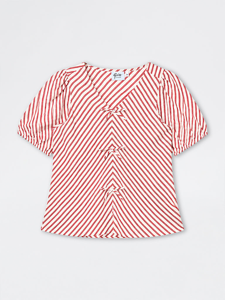 Gia Red Chevron Pattern Top