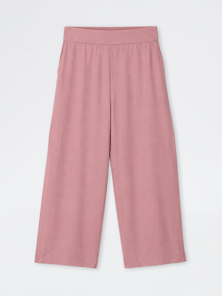 Gia Dusty Pink Solid High-Rise Trousers