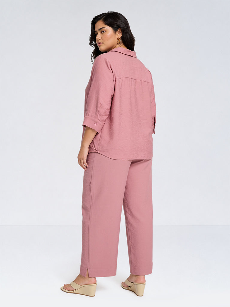 Gia Dusty Pink Solid High-Rise Trousers