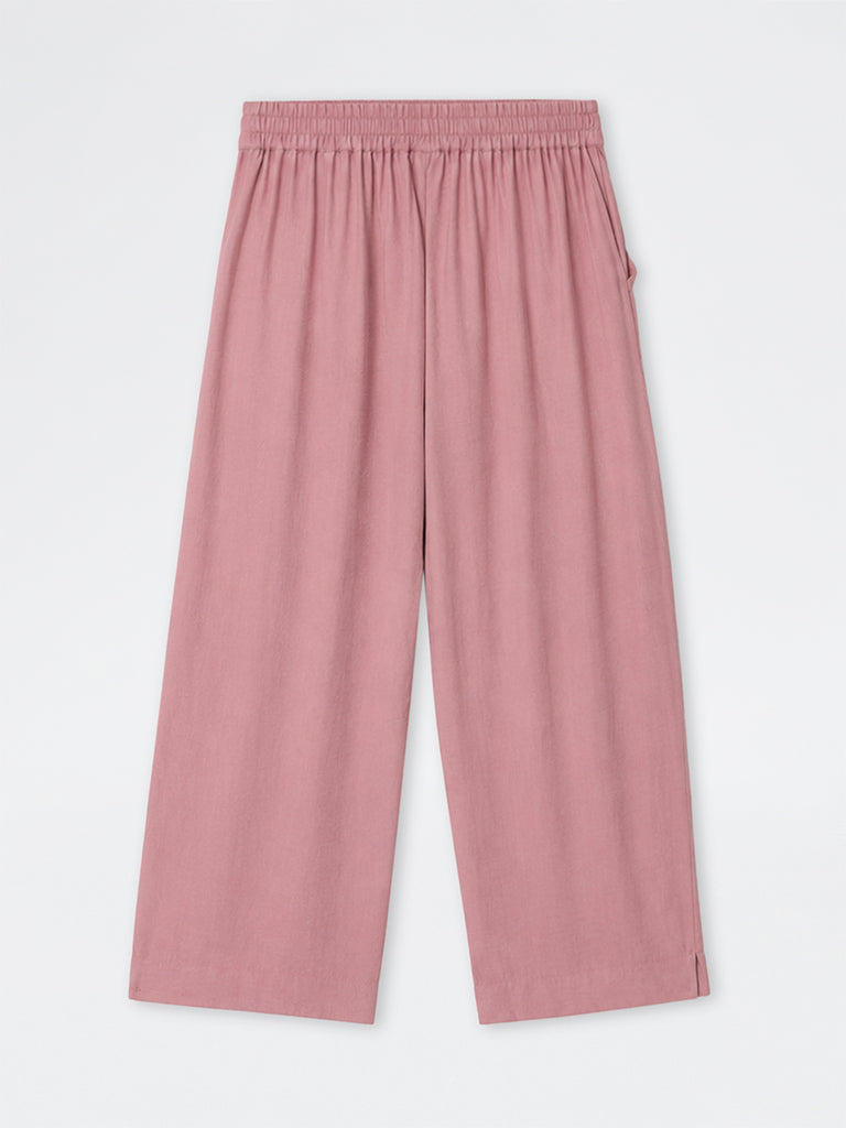 Gia Dusty Pink Solid High-Rise Trousers