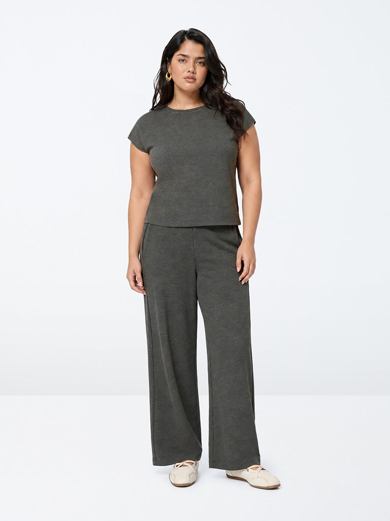 Gia Grey Melange High-Rise Trousers