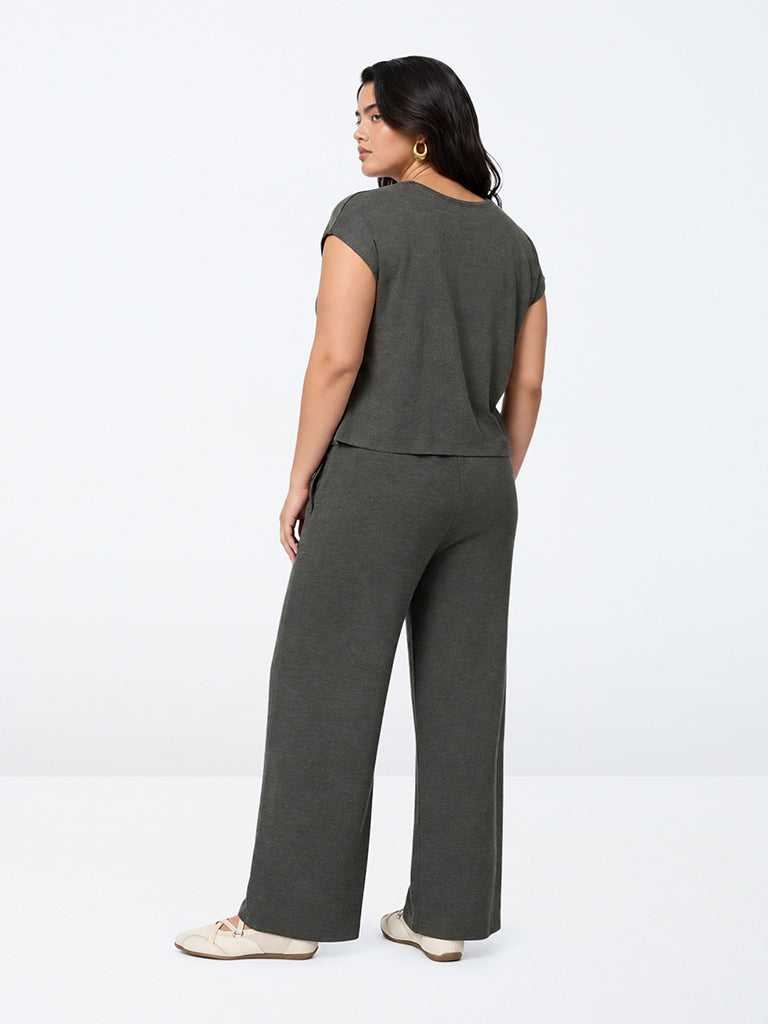 Gia Grey Melange High-Rise Trousers