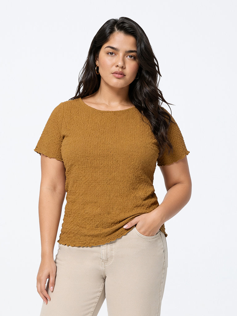 Gia Mustard Textured T-Shirt