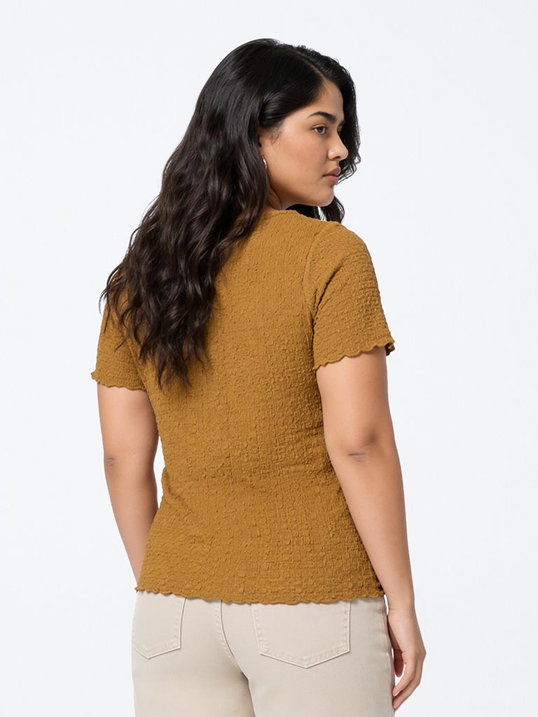 Gia Mustard Textured T-Shirt
