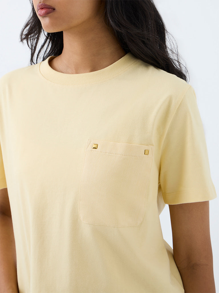 LOV Light Yellow Cotton T-Shirt