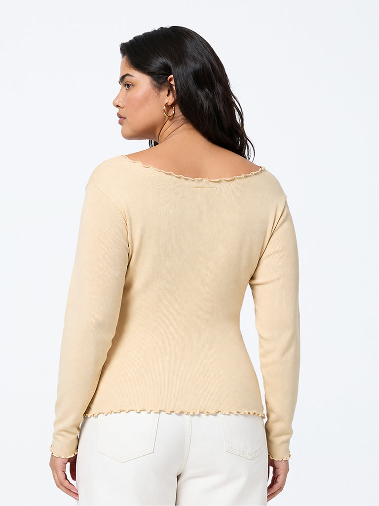 Gia Cream Solid Cotton-Blend T-Shirt