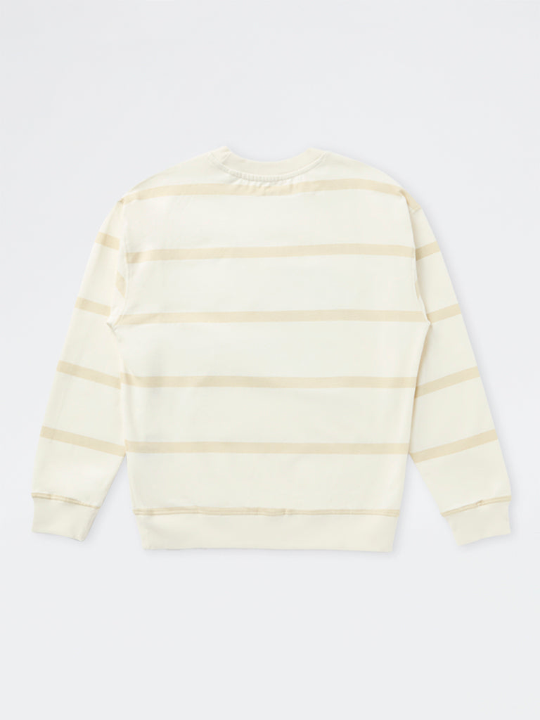 Boys Light Beige Graphic Printed Cotton-Blend Sweatshirt