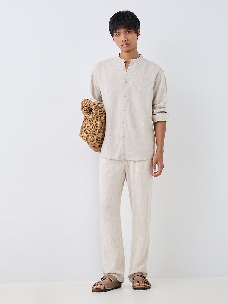 ETA Off-White Textured Relaxed-Fit Mid-Rise Chinos