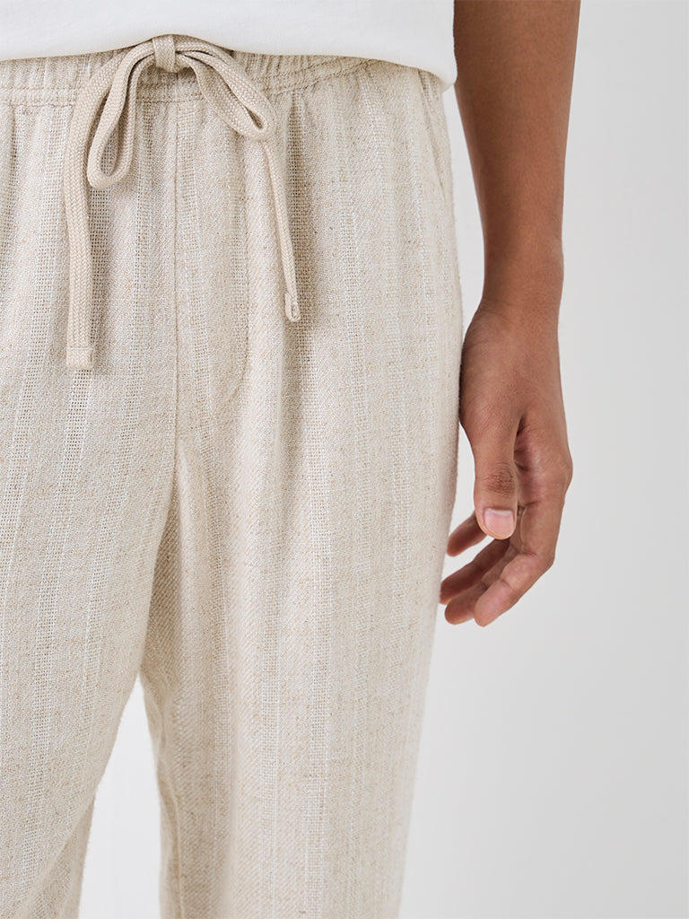 ETA Off-White Textured Relaxed-Fit Mid-Rise Chinos