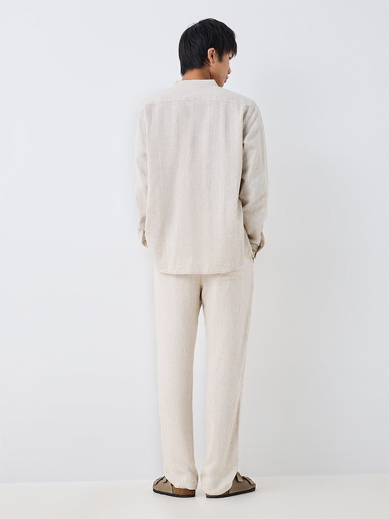 ETA Off-White Textured Relaxed-Fit Mid-Rise Chinos