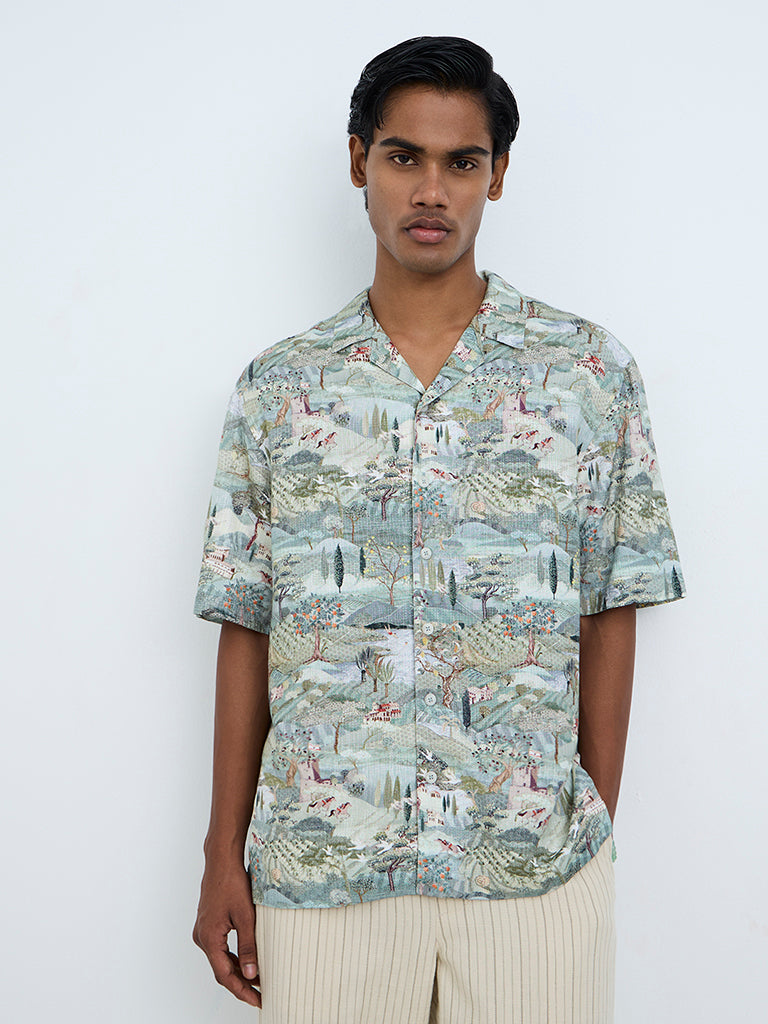 ETA Sage Landscape Printed Relaxed-Fit Shirt