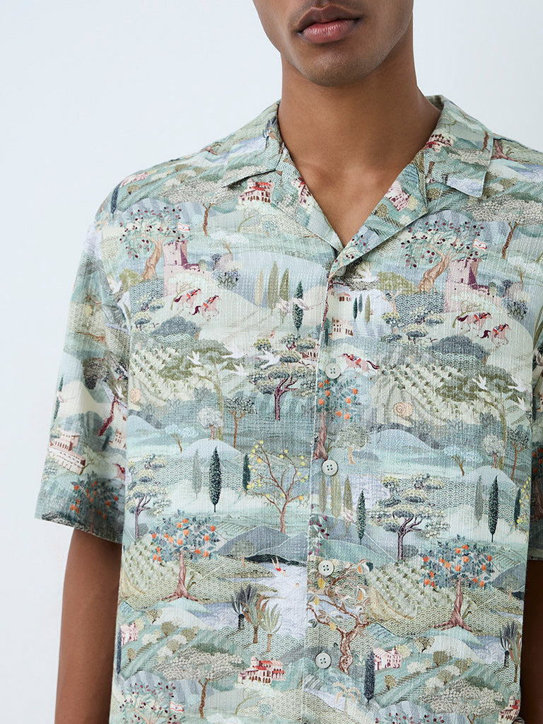 ETA Sage Landscape Printed Relaxed-Fit Shirt