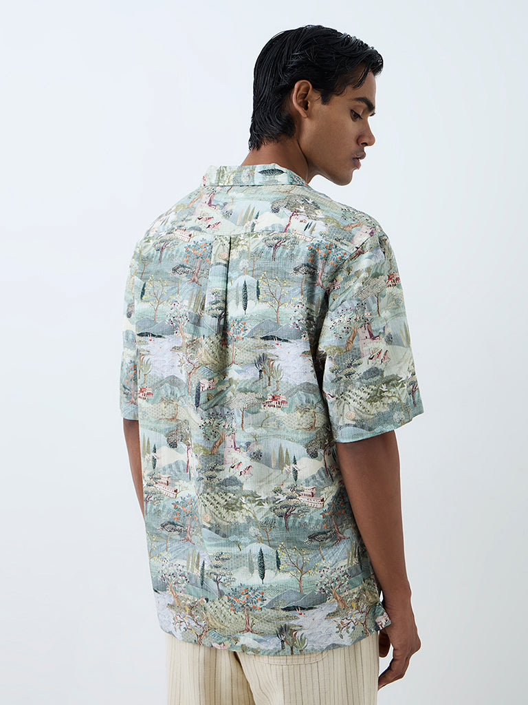 ETA Sage Landscape Printed Relaxed-Fit Shirt