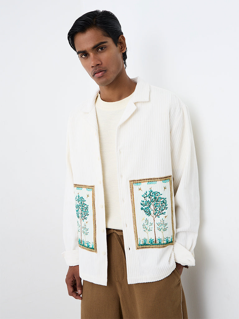 ETA Off-White Botanical Design Relaxed-Fit Cotton Shirt
