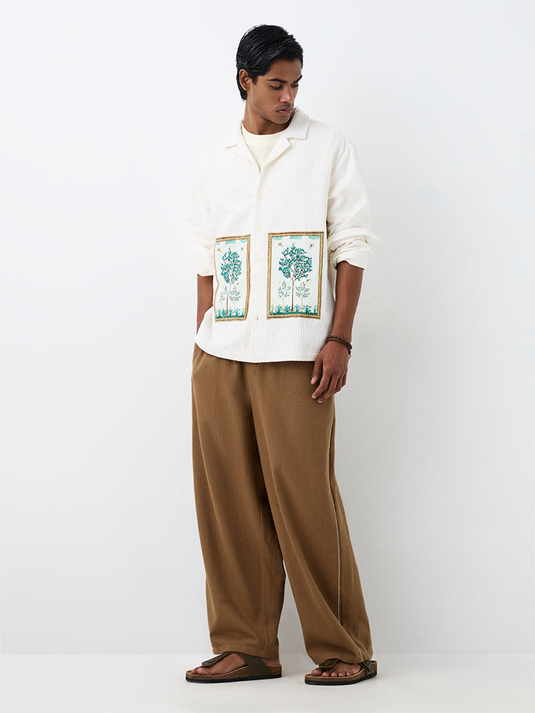 ETA Off-White Botanical Design Relaxed-Fit Cotton Shirt