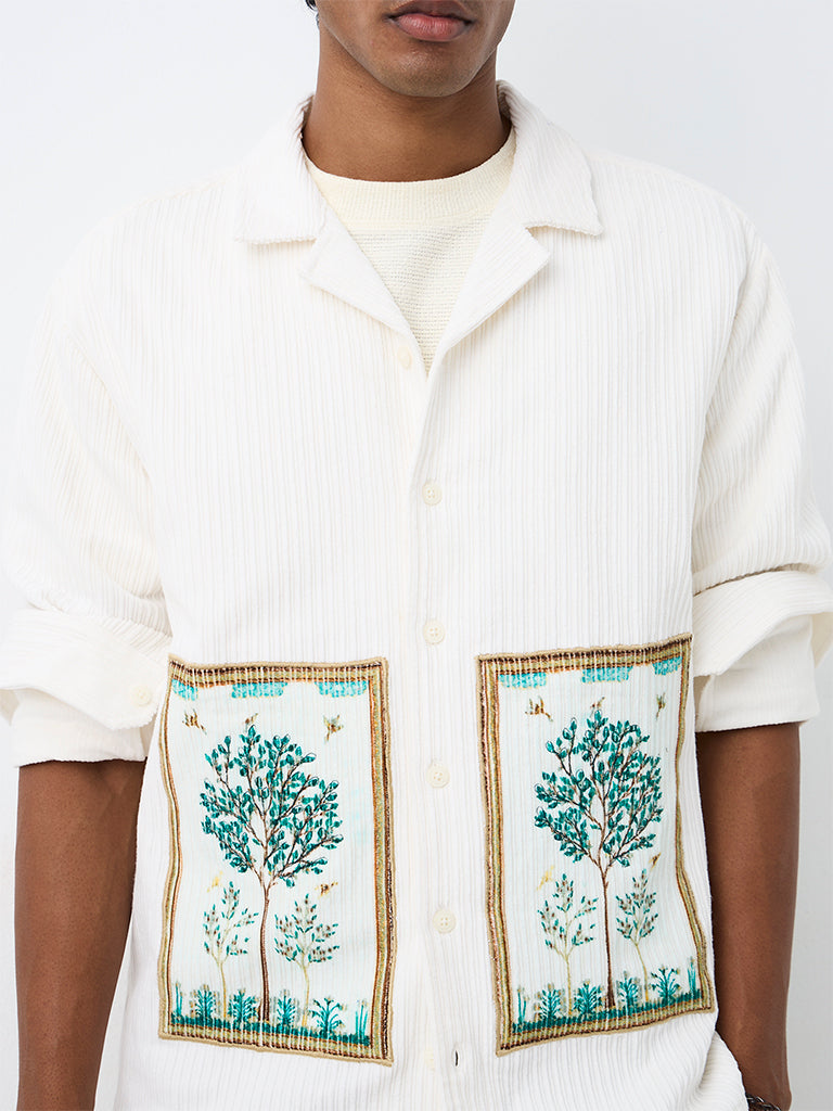 ETA Off-White Botanical Design Relaxed-Fit Cotton Shirt