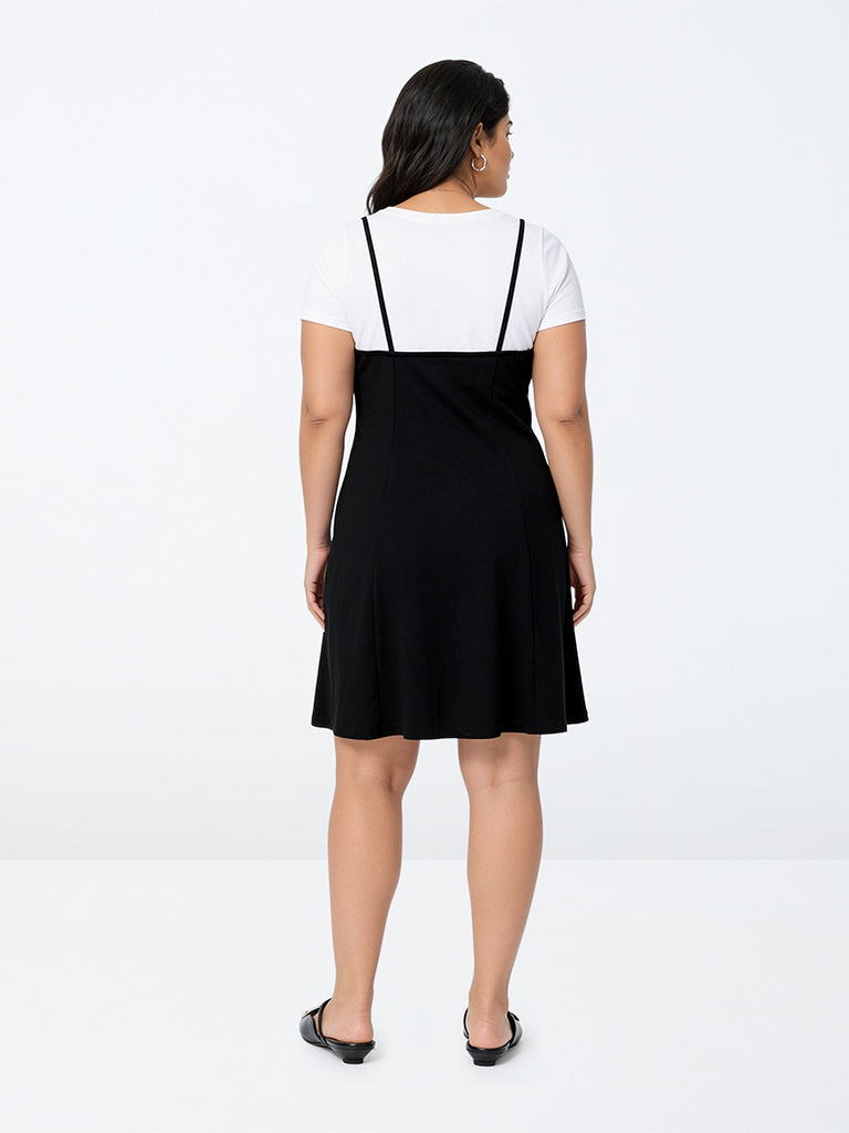 Gia Black Double-Layered Cotton A-Line Dress