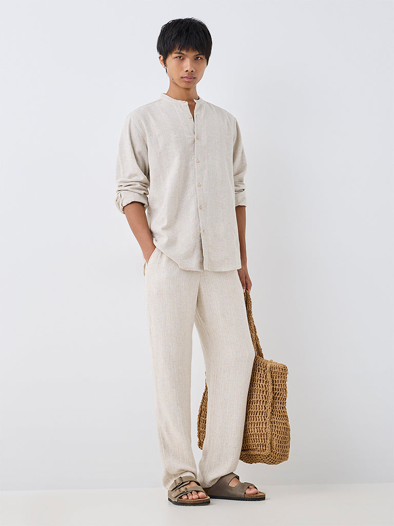 ETA Off-White Striped Embroidered Relaxed-Fit Cotton Shirt