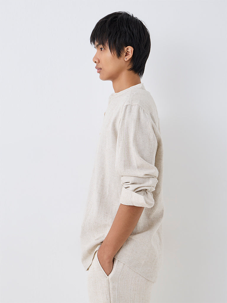 ETA Off-White Striped Embroidered Relaxed-Fit Cotton Shirt