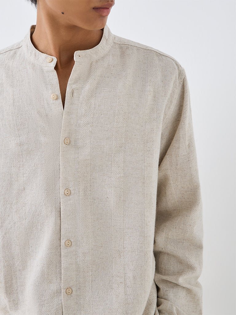 ETA Off-White Striped Embroidered Relaxed-Fit Cotton Shirt