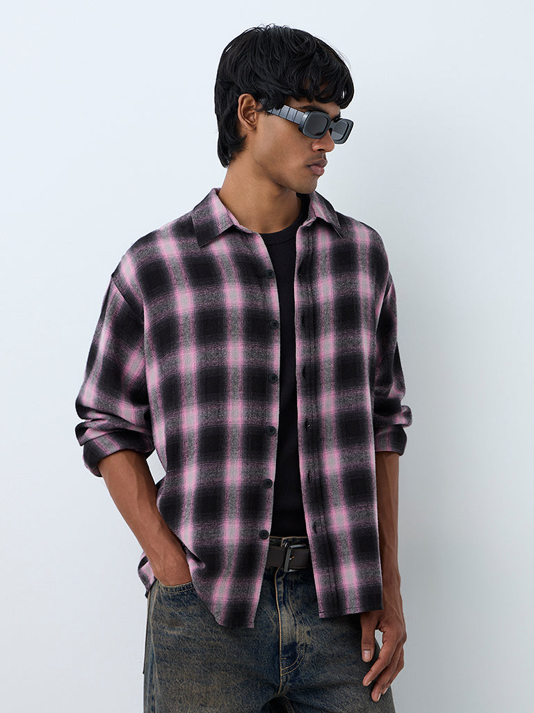 Nuon Multicolour Checkered Relaxed-Fit Shirt