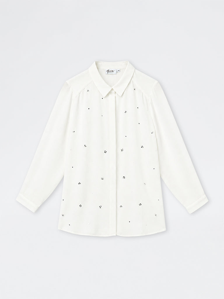 Gia Ivory Sequin Embellished Shirt