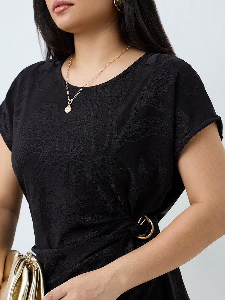 Gia Black Botanical Design T-Shirt