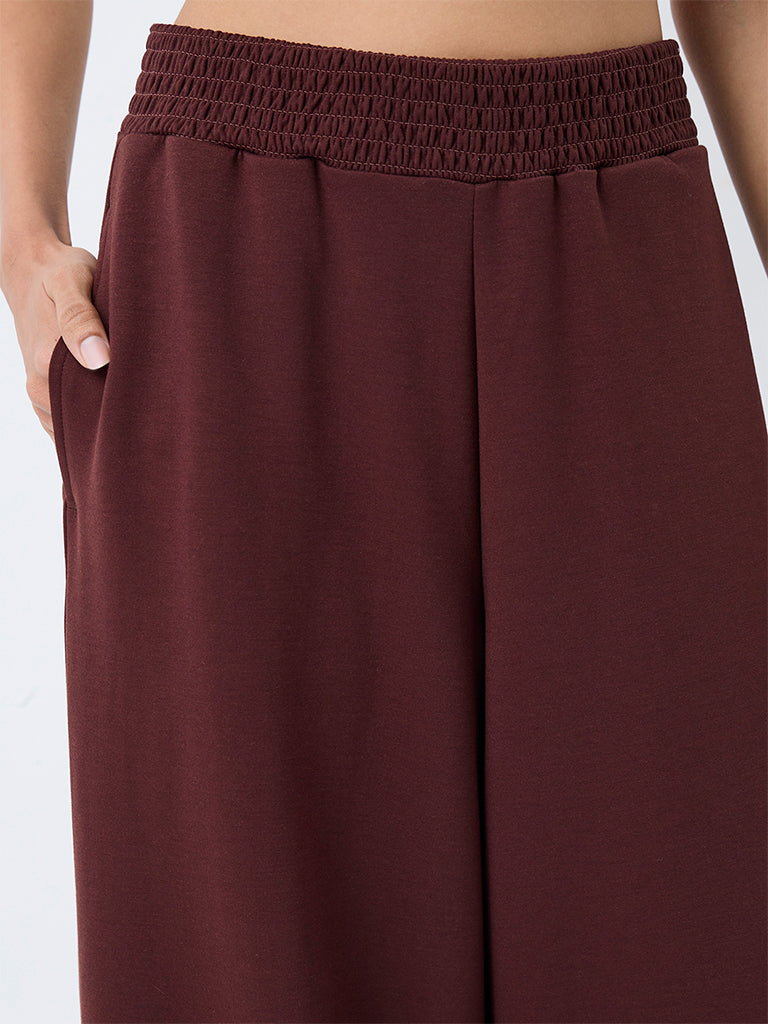 Nuoflexx Dark Brown Solid High-Rise Pants