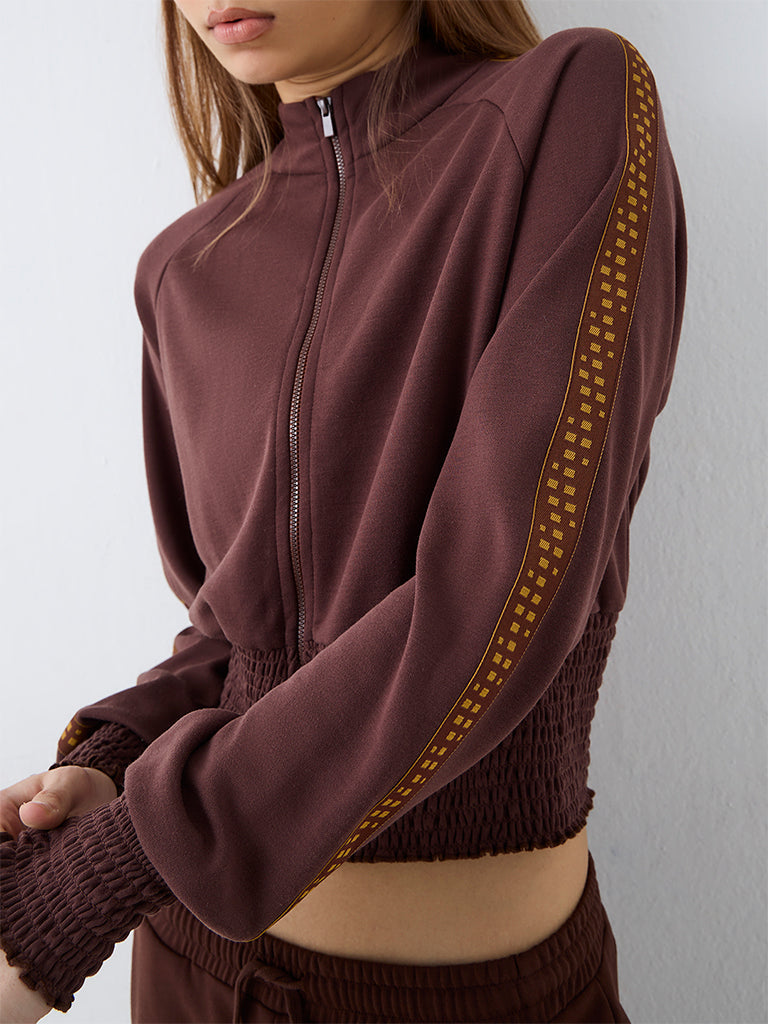 Nuoflexx Dark Brown Stripe-Detailed Jacket