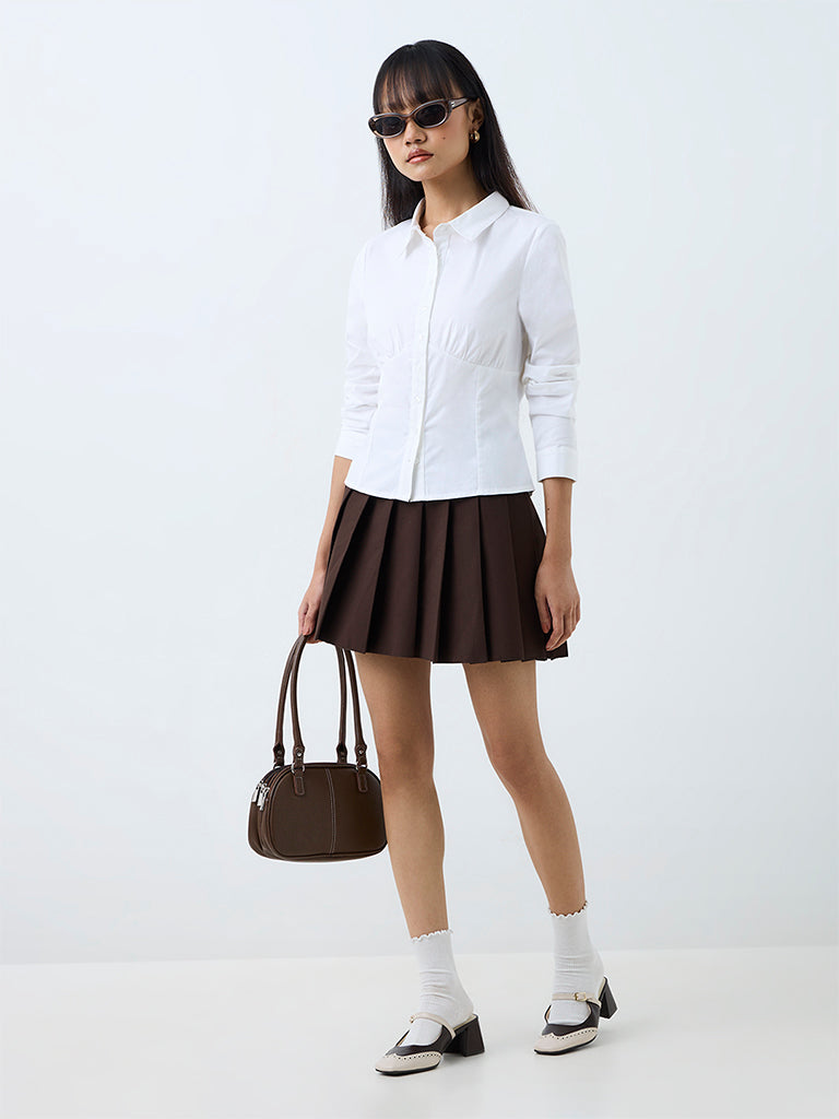 Nuon White Solid Shirt