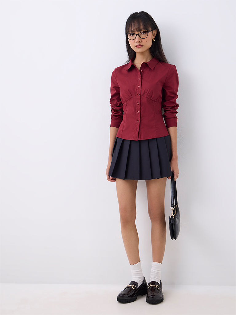 Nuon Burgundy Solid Shirt
