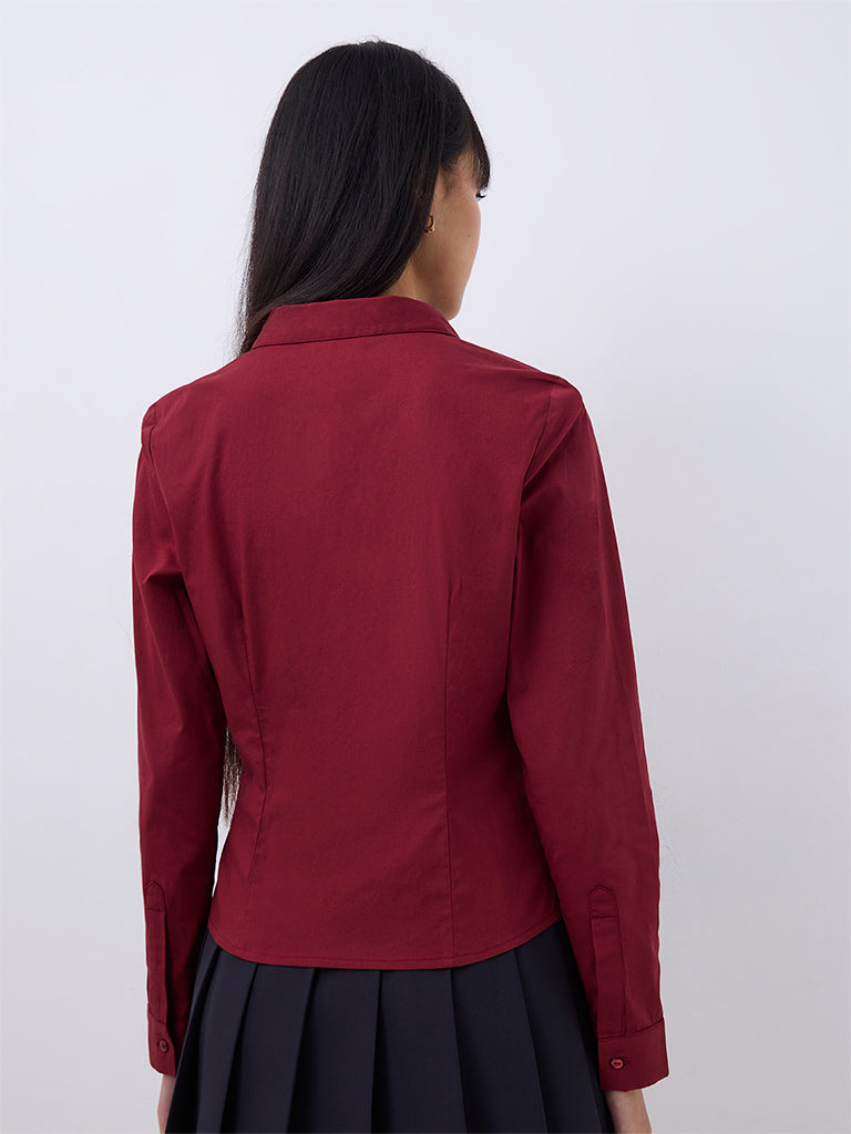 Nuon Burgundy Solid Shirt