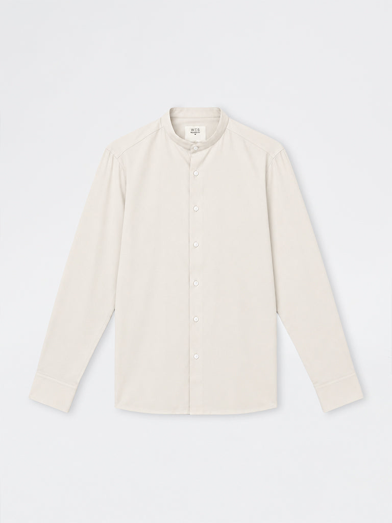 WES Formals Light Beige Solid Slim-Fit Shirt