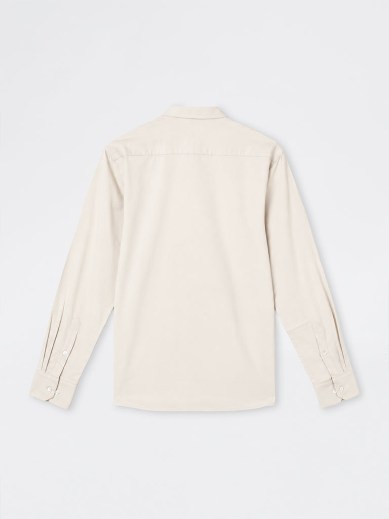 WES Formals Light Beige Solid Slim-Fit Shirt