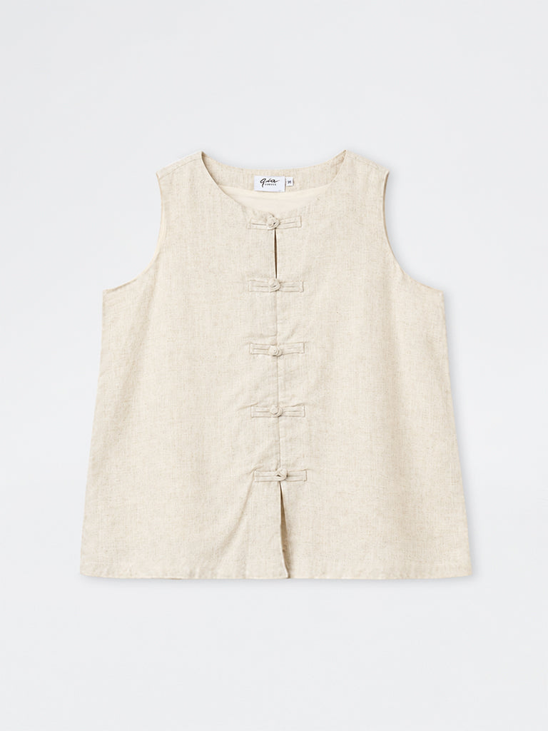 Gia Light Beige Solid Top with Frog Fastening