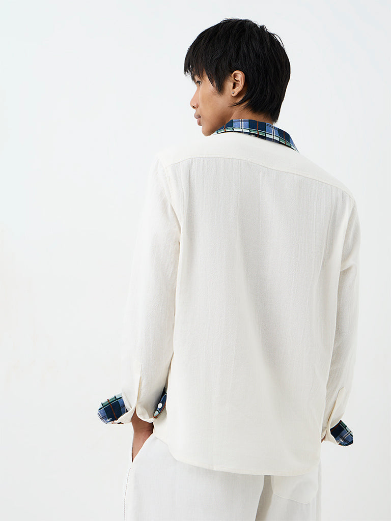 ETA Off-White Patchwork Embroidered Relaxed-Fit Cotton-Blend Shirt