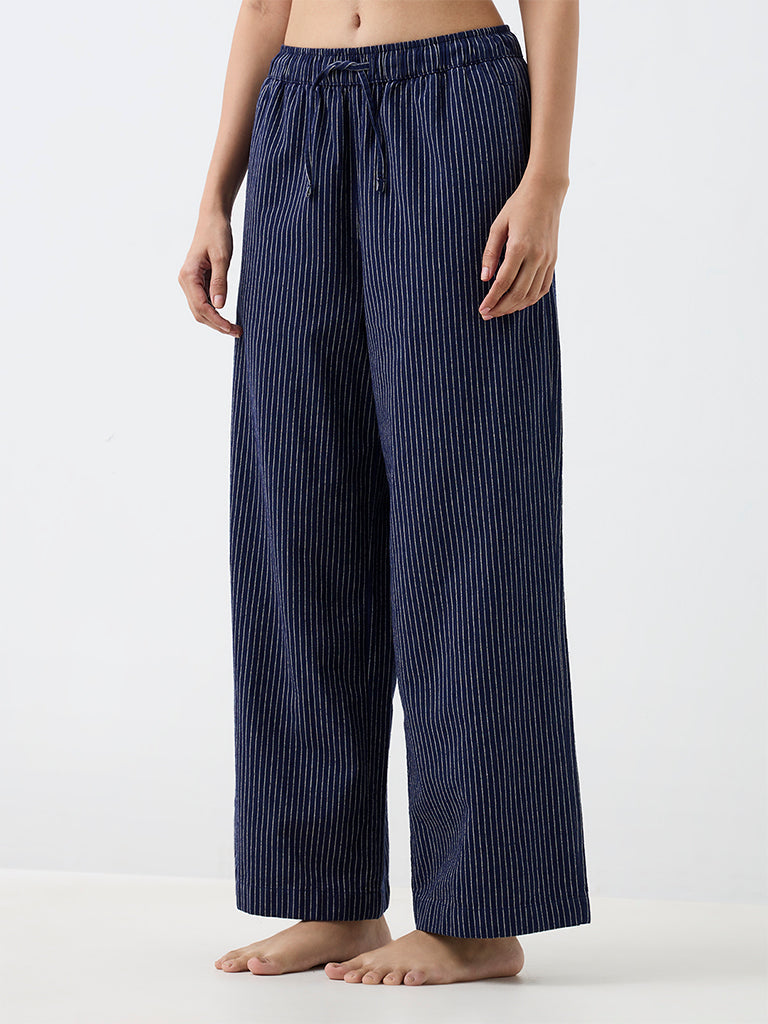 Wunderlove Navy Striped High-Rise Pants
