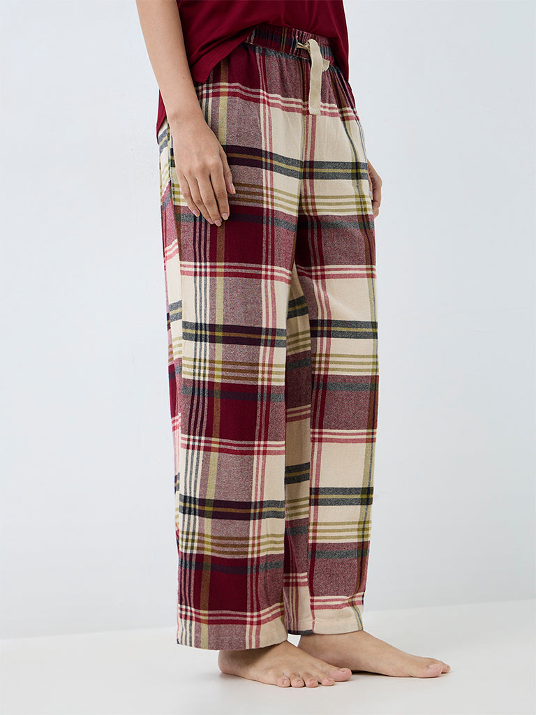 Wunderlove Multicolour Plaid Checkered High-Rise Pants