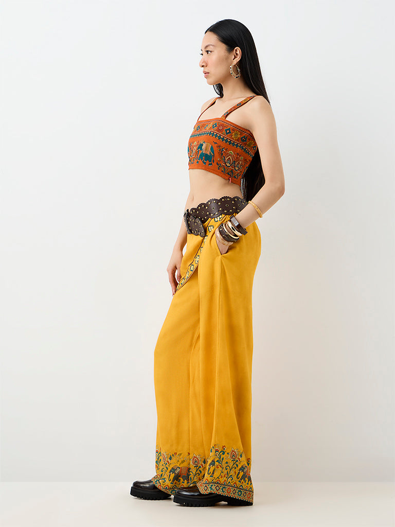 Bombay Paisley Rust Printed Cotton Crop Top