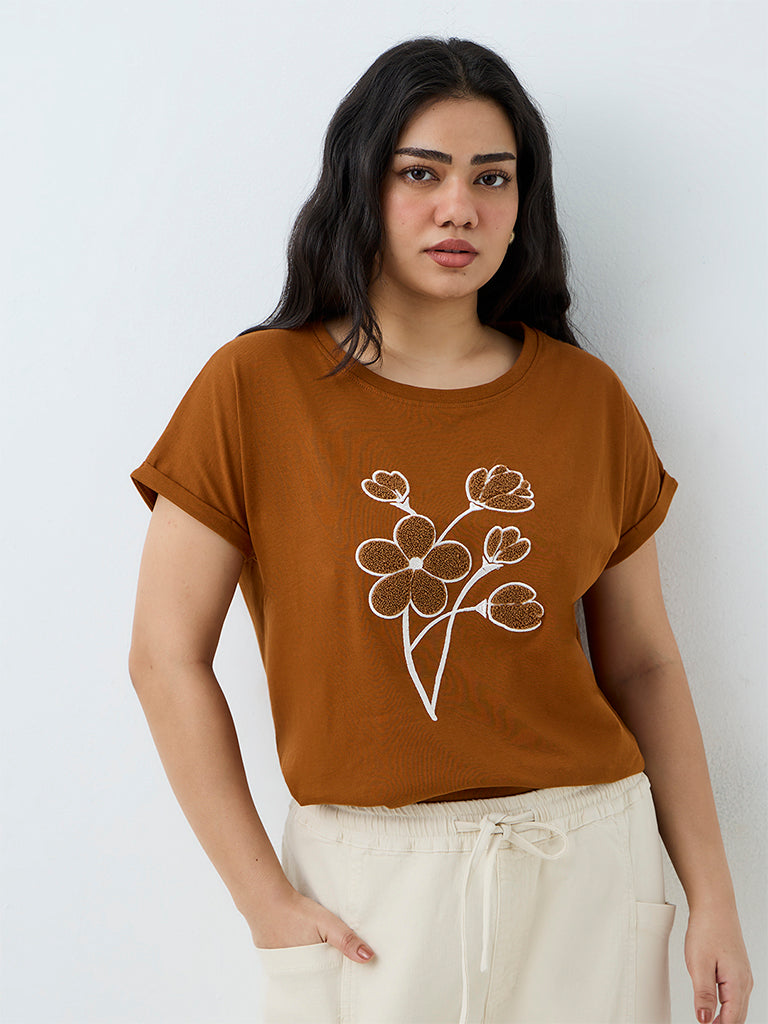 Gia Tan Floral Embroidered Cotton T-Shirt