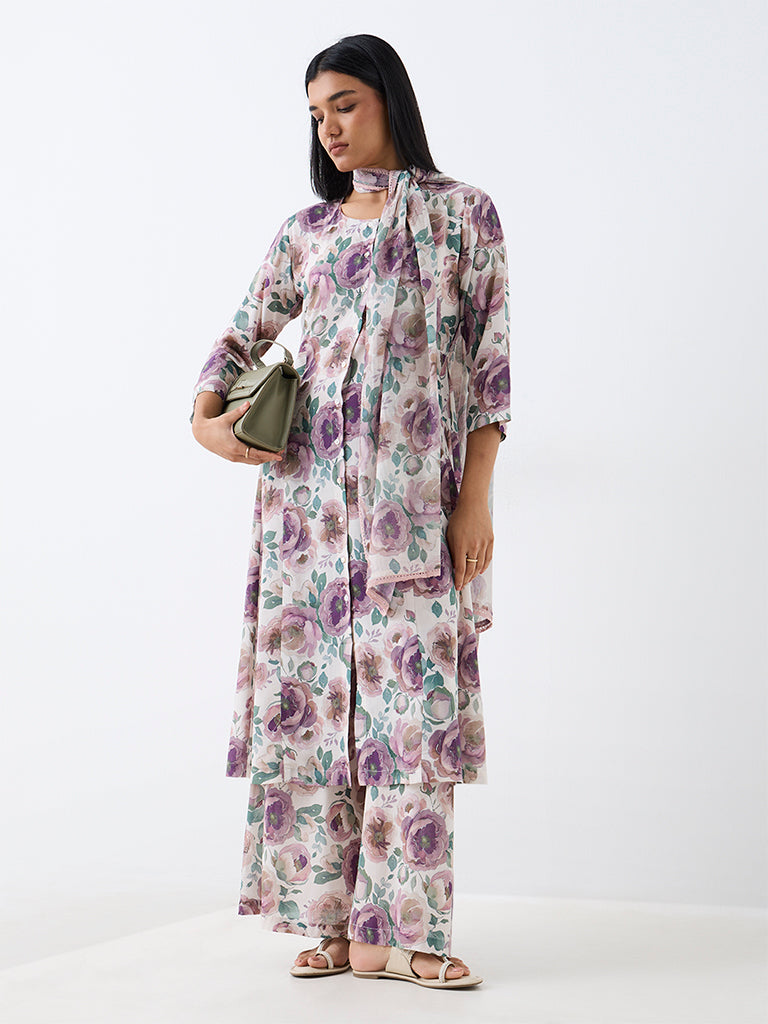 Zuba Multicolour Floral Printed Palazzos
