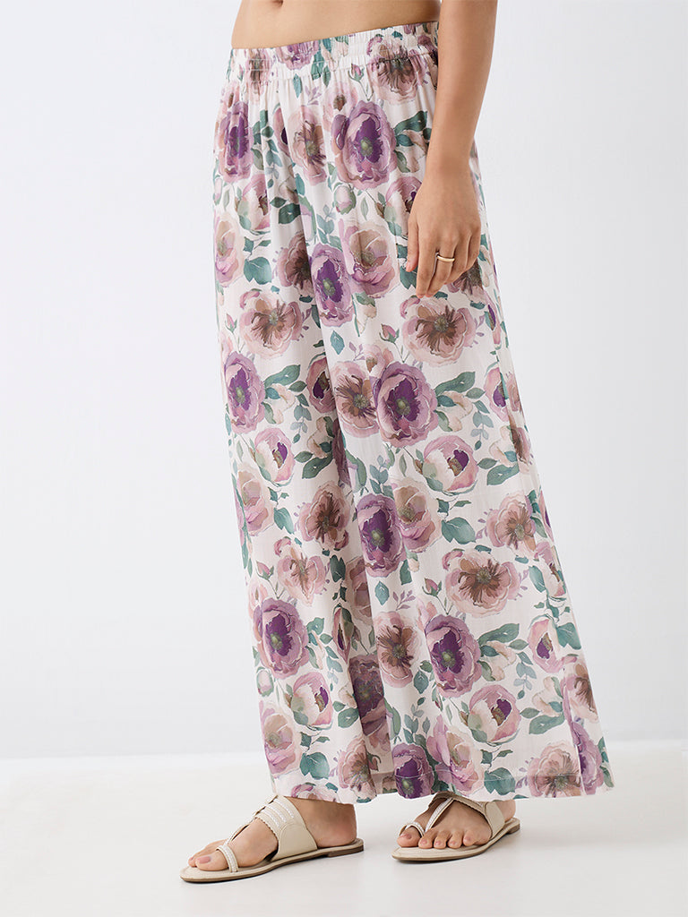Zuba Multicolour Floral Printed Palazzos