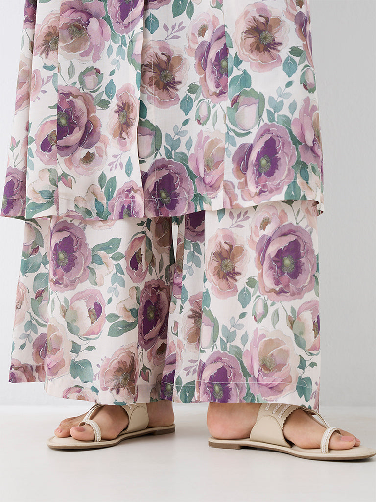 Zuba Multicolour Floral Printed Palazzos