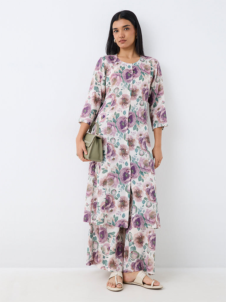 Zuba Multicolour Floral Printed A-Line Kurta