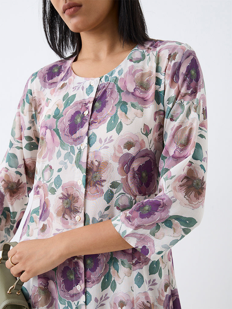 Zuba Multicolour Floral Printed A-Line Kurta